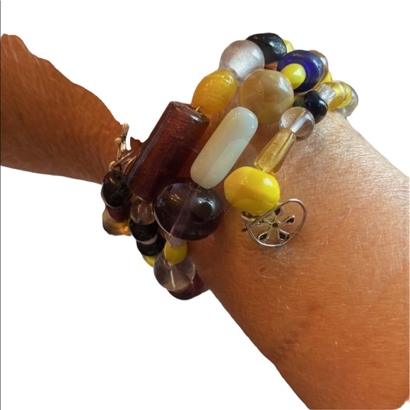 Handmade Wrap Bracelet with Floral Charms - Picture 3 of 4